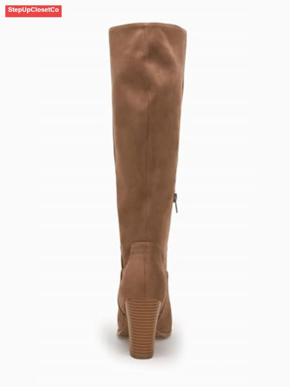 Faux Suede Knee High Boots Pointed Toe Block Heel Women's Winter Footwear - Picture 4 of 6